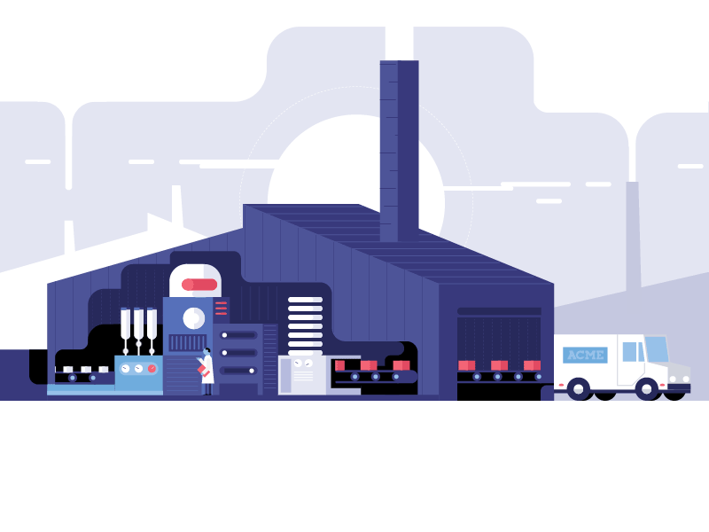 Proceso producción Fábrica ACME: Gifs industria