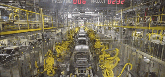 Fabrica robótica de automóviles: Gifs de industria